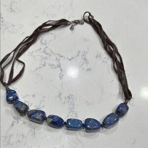 Blue and Brown Beaded Necklace